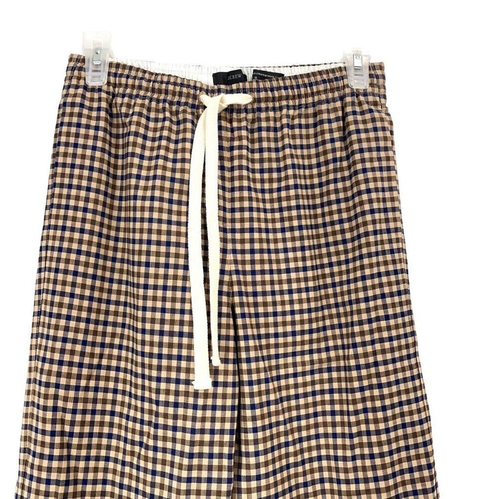 NEW J. Crew Tie-waist straight-leg pants‎ in honey plaid Italian wool Size 00 - Picture 3 of 12